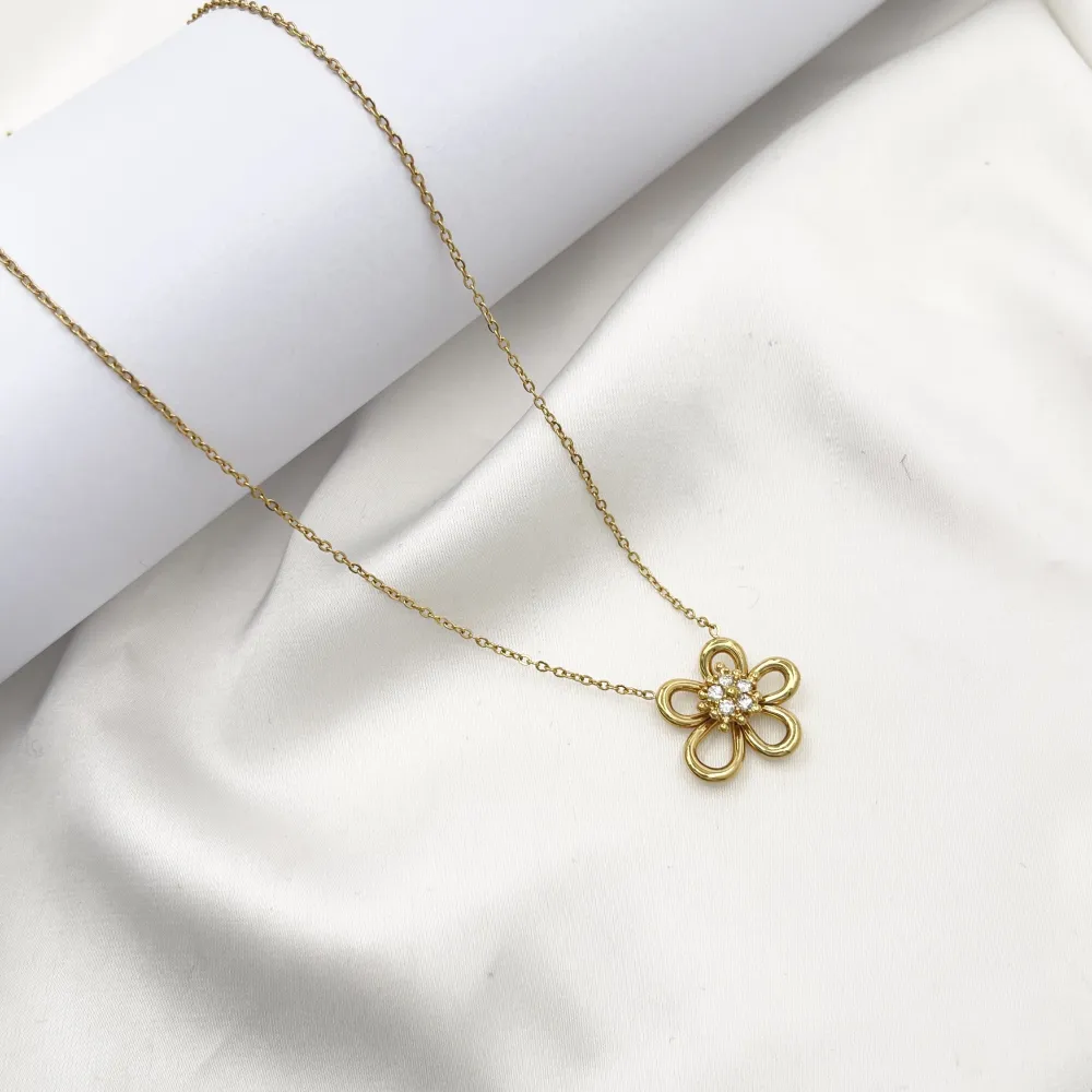 Fiore-Collana Corta in Acciaio - CL-103-6836N