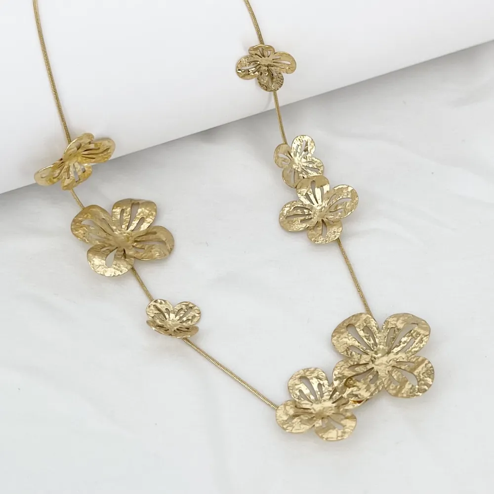Fiore-Collana Corta in Acciaio - CL-795-10535