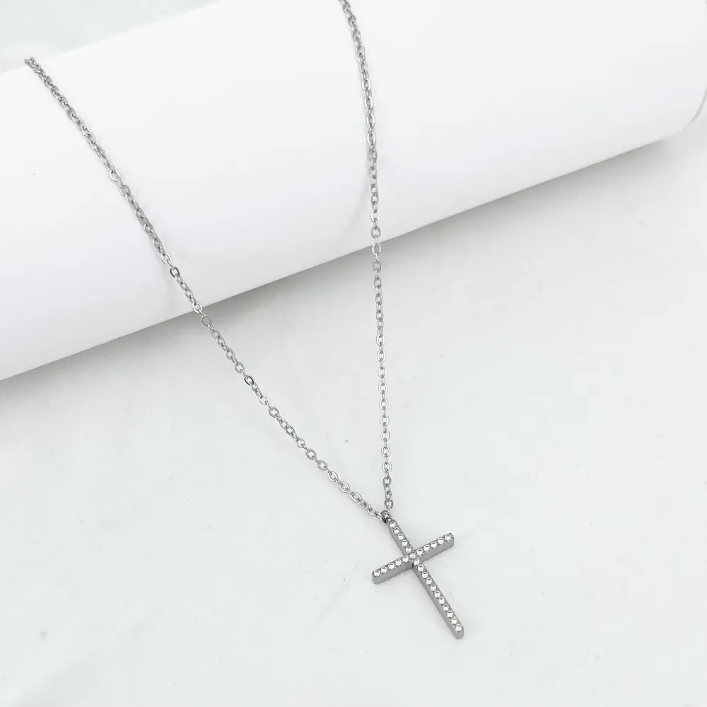 Croce -Collana Corta in Acciaio - CAC-791-01