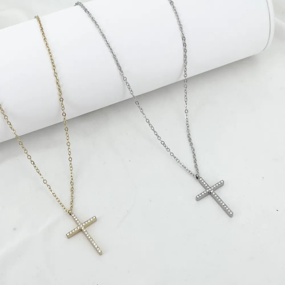 Croce -Collana Corta in Acciaio - CAC-791-01