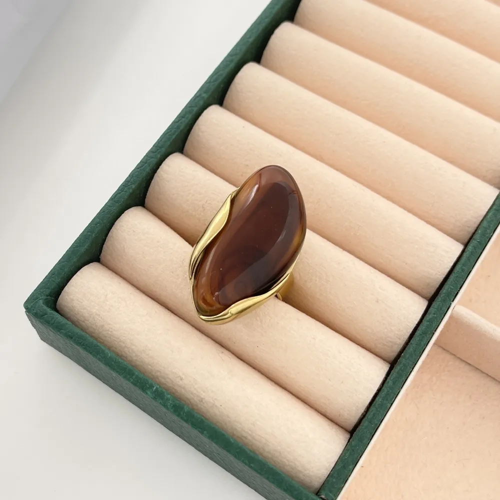 Effetto Pietra-Anello Regolabile in Acciaio - AAR-732-600