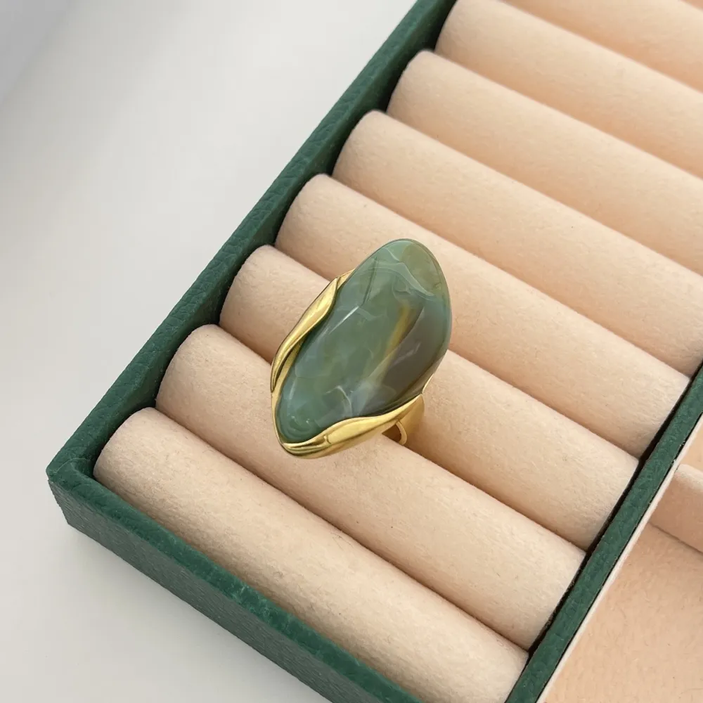 Effetto Pietra-Anello Regolabile in Acciaio - AAR-732-600