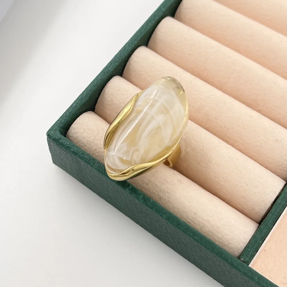 Effetto Pietra-Anello Regolabile in Acciaio - AAR-732-600