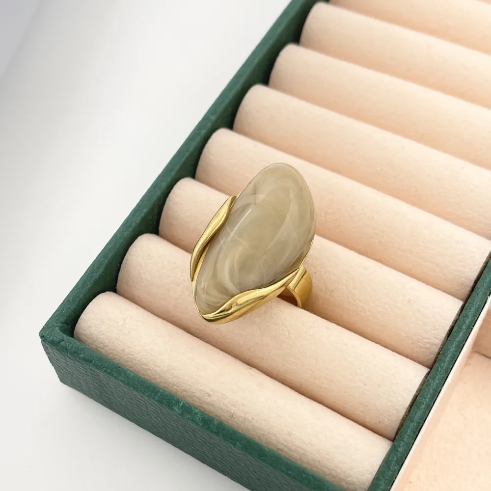 Effetto Pietra-Anello Regolabile in Acciaio - AAR-732-600