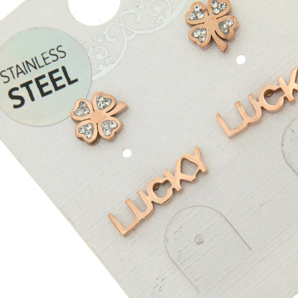 OAP3271-Quadrifoglio Lucky- Orecchini Bis a lobo in Acciaio_2