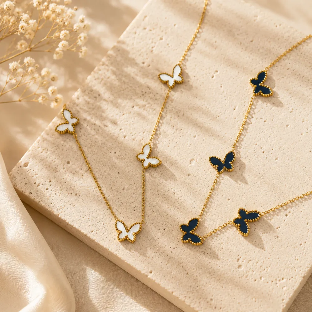 Farfalle-Collana corta in Acciaio - CL-413-3807