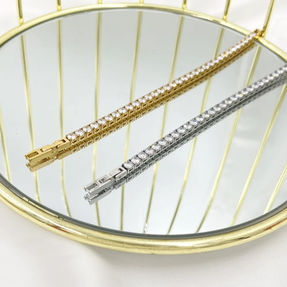 Tennis Punto Luce 3mm 17.50cm-Bracciale in Acciaio - BAC-103-AA3399B 3mm 17.50cm