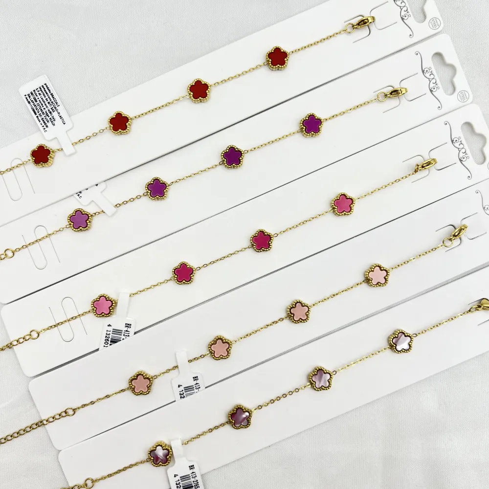 Fiore piccolo Colorato -Bracciale in Acciaio con Chiusura - BAC-413-2765/9MM