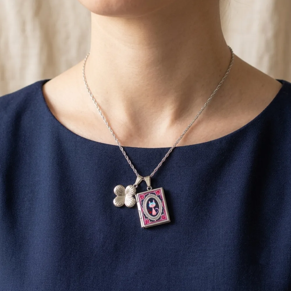 Libro apribile-Collana corta in Acciaio - CL-413-3852