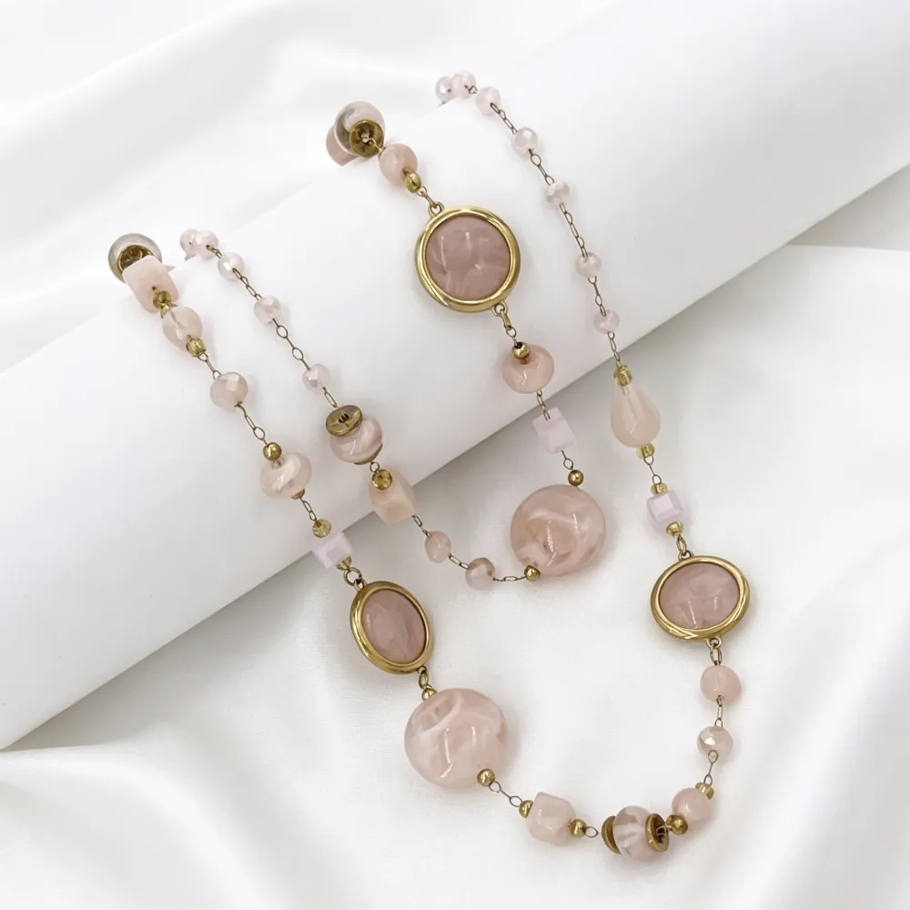 Cristalli ovale - Collana lunga in acciaio  - CL-732-539