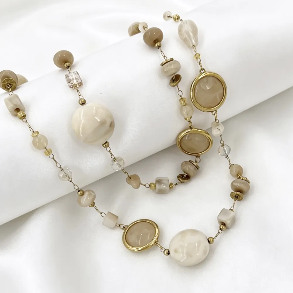Cristalli ovale - Collana lunga in acciaio  - CL-732-539