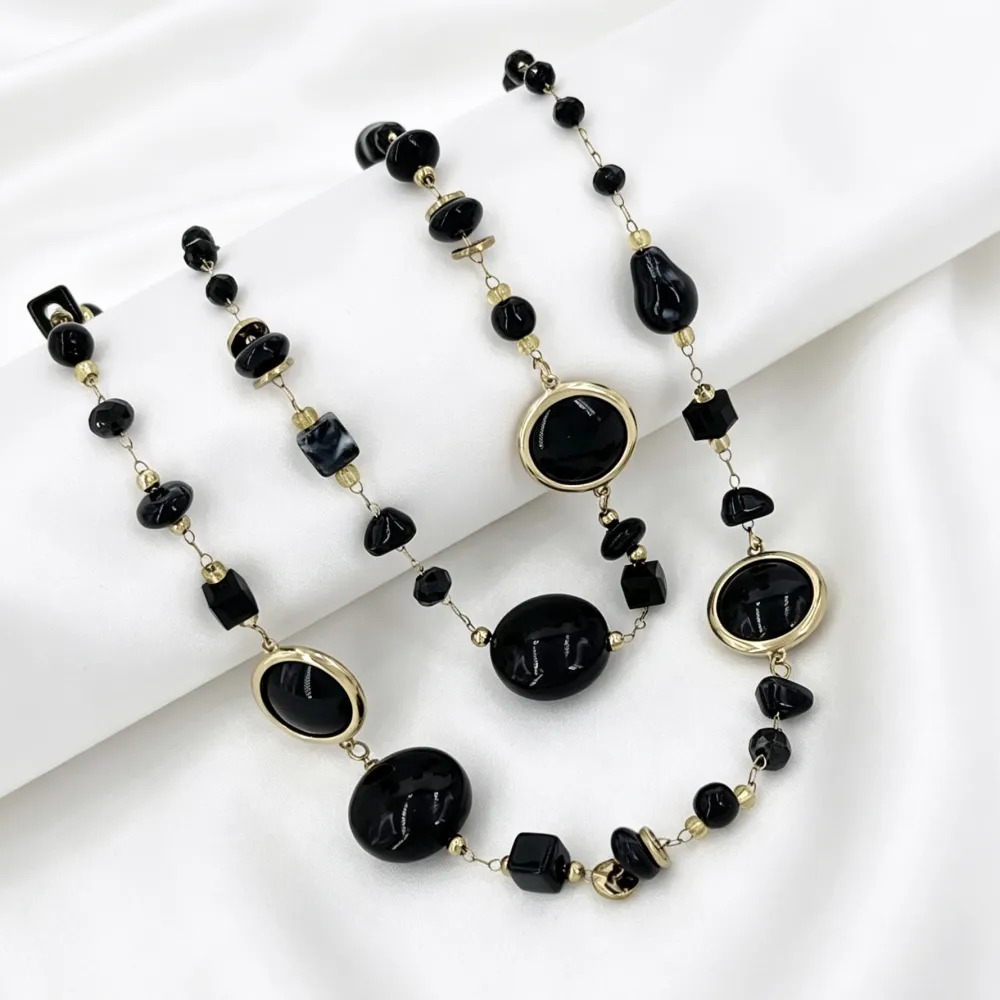 Cristalli ovale - Collana lunga in acciaio  - CL-732-539