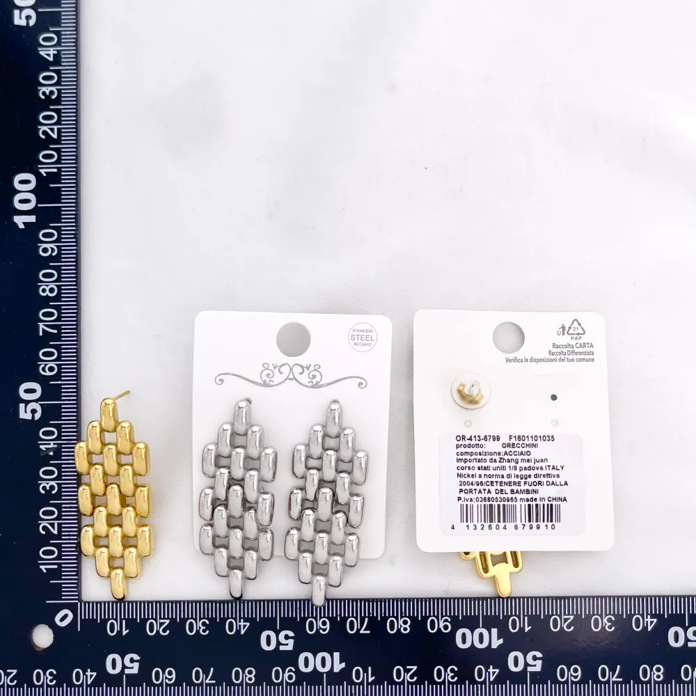 Maglia intrecciata-Orecchini in Acciaio - OR-413-6799