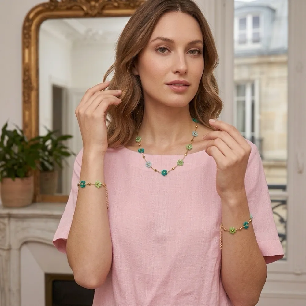 Fiori-Collana Corta in Acciaio - CL-791-21