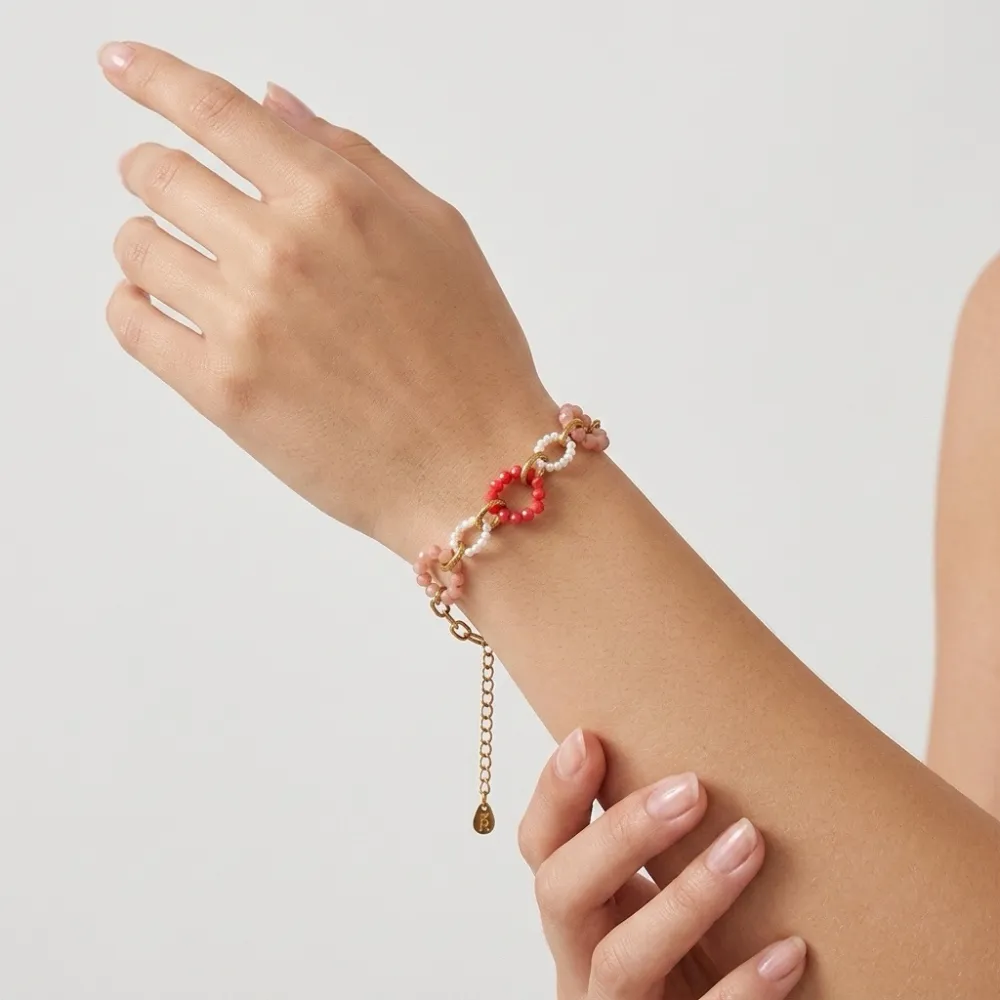 Catena con perline-Bracciale in Acciaio - BR-735-22