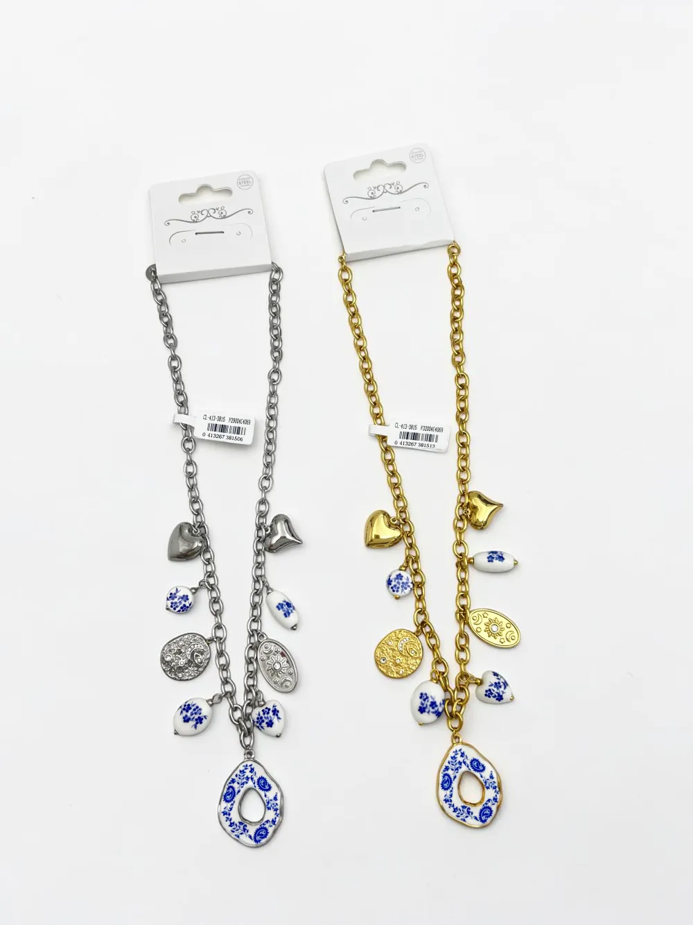 Ceramica, Sole, Luna, Cuore-Collana corta in Acciaio - CL-413-3815