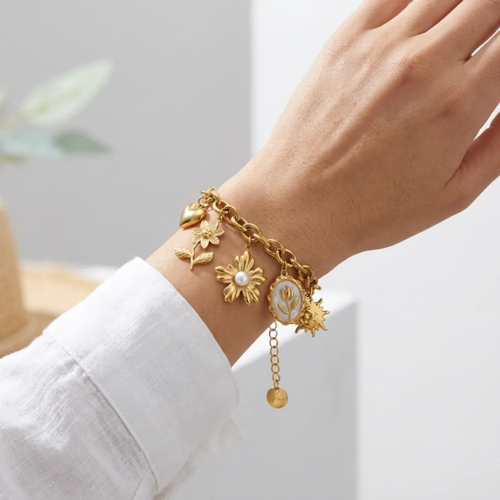 Fiori misti-Bracciale in acciaio - BR-413-3301