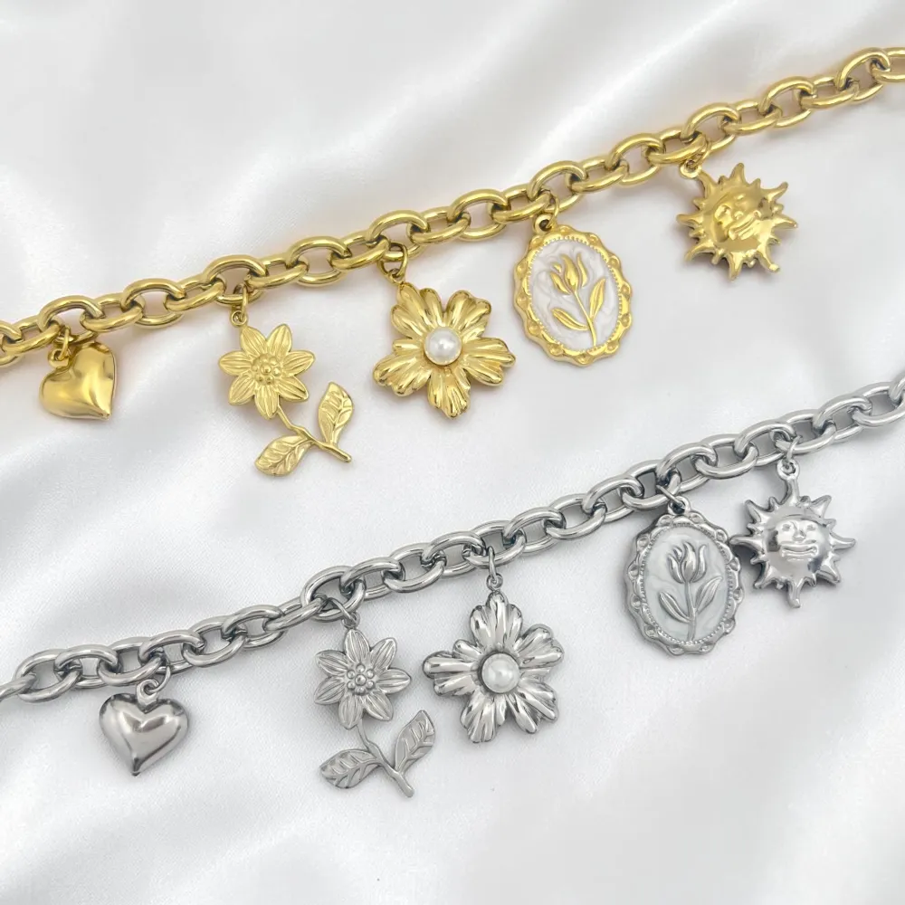 Fiori misti-Bracciale in acciaio - BR-413-3301