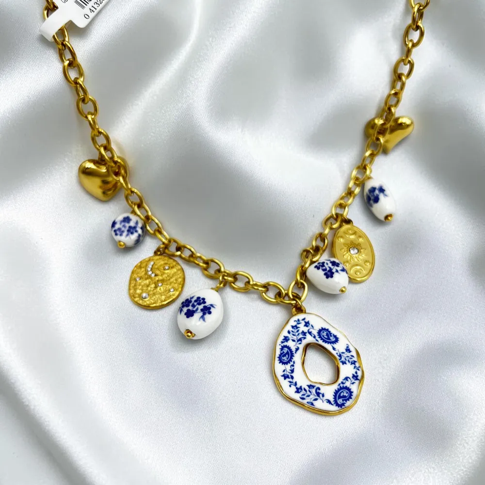 Ceramica, Sole, Luna, Cuore-Collana corta in Acciaio - CL-413-3815