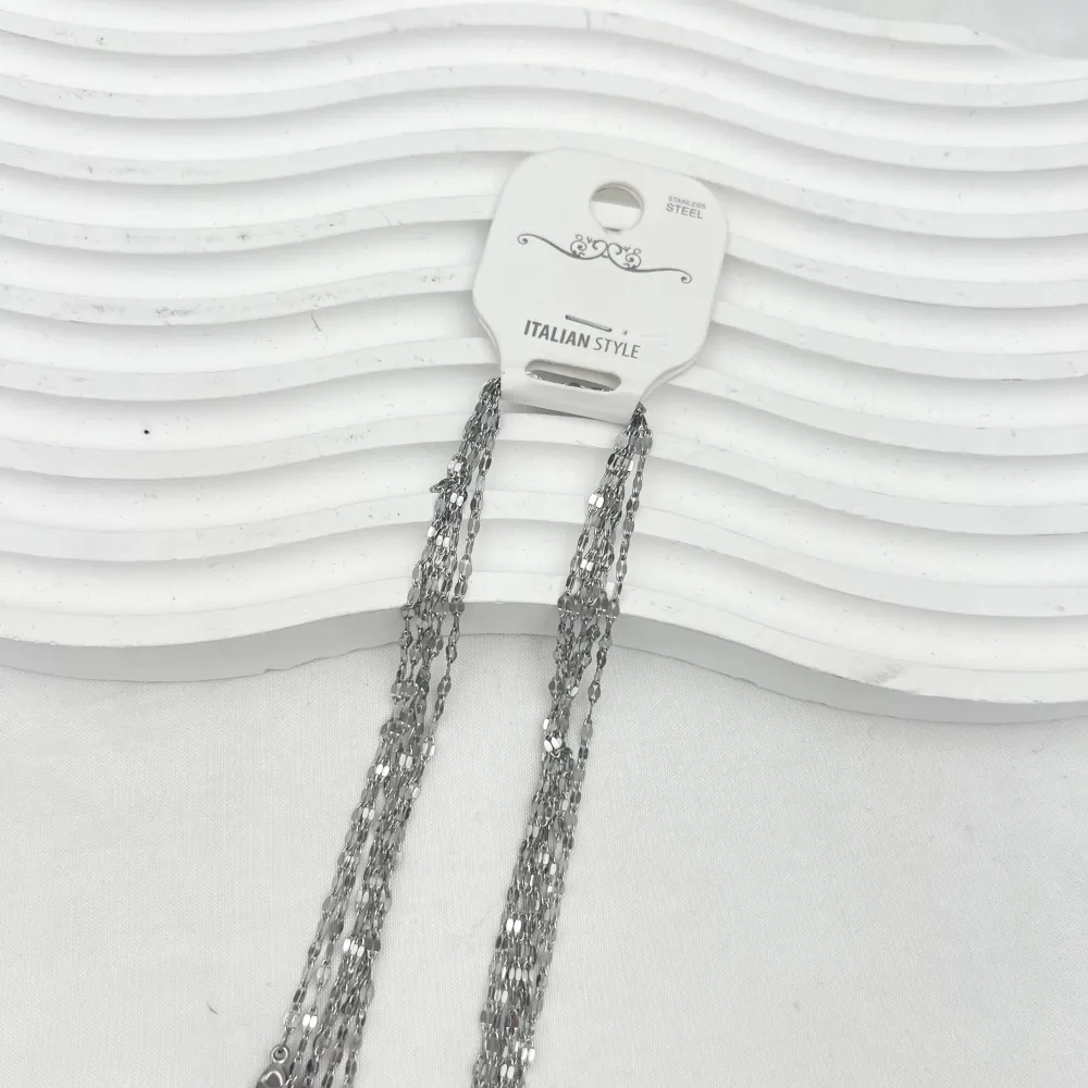 Catena semplice 40+5cm- Collana corta in Acciaio (Confezione da 6pz) - CO-413-600 (40+5cm)