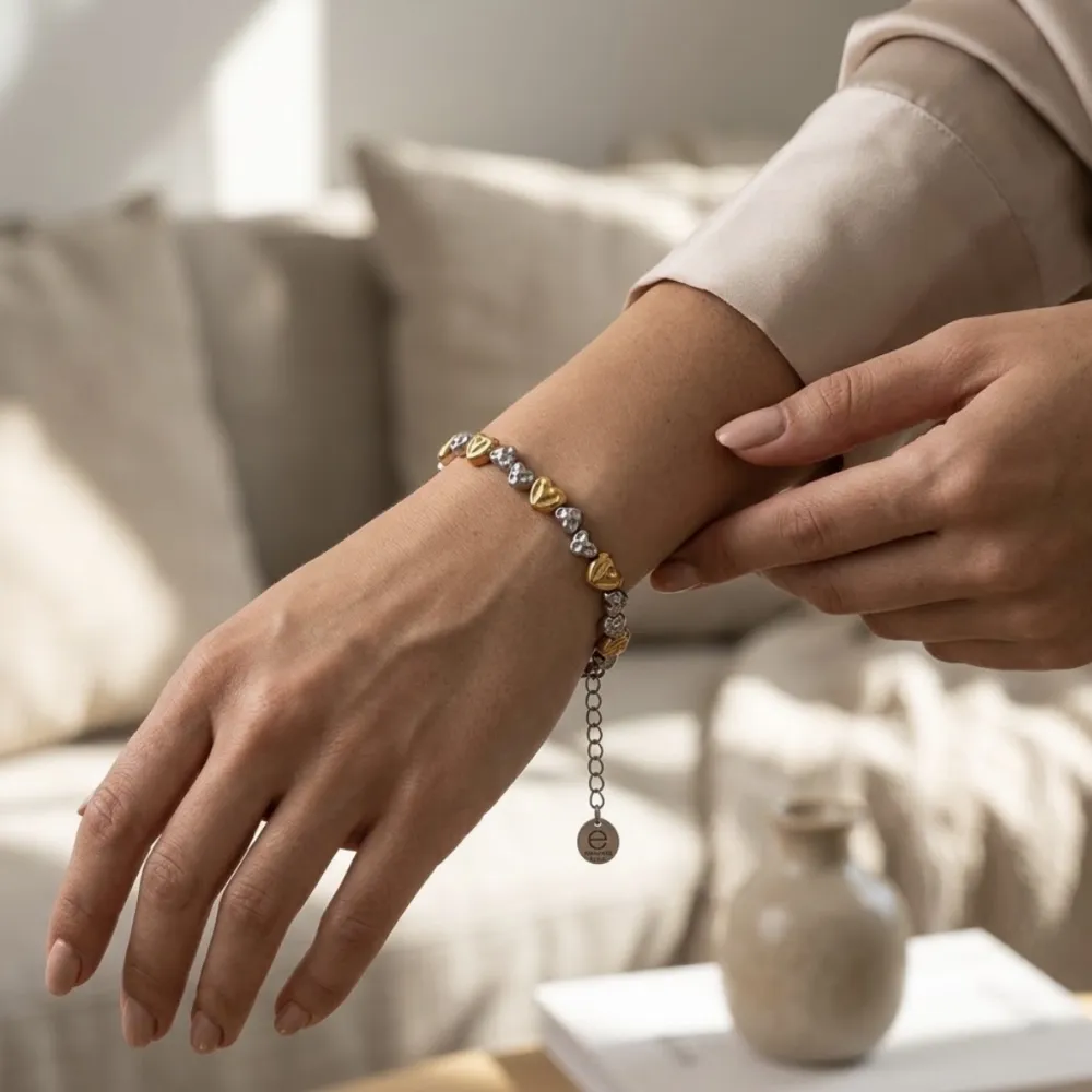 Cuori-Bracciale in Acciaio con Chiusura - BAC-103-AA7313B