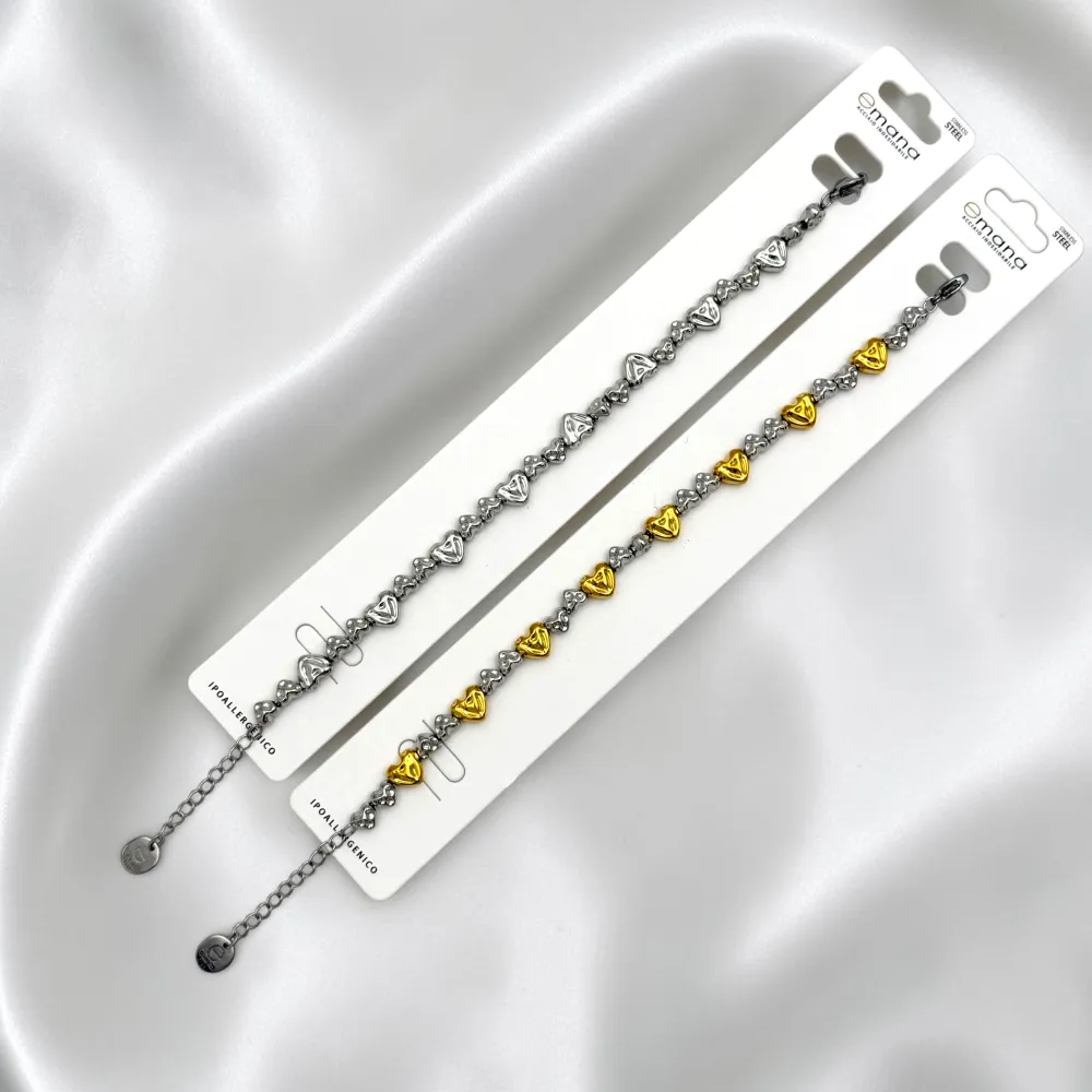 Cuori-Bracciale in Acciaio con Chiusura - BAC-103-AA7313B