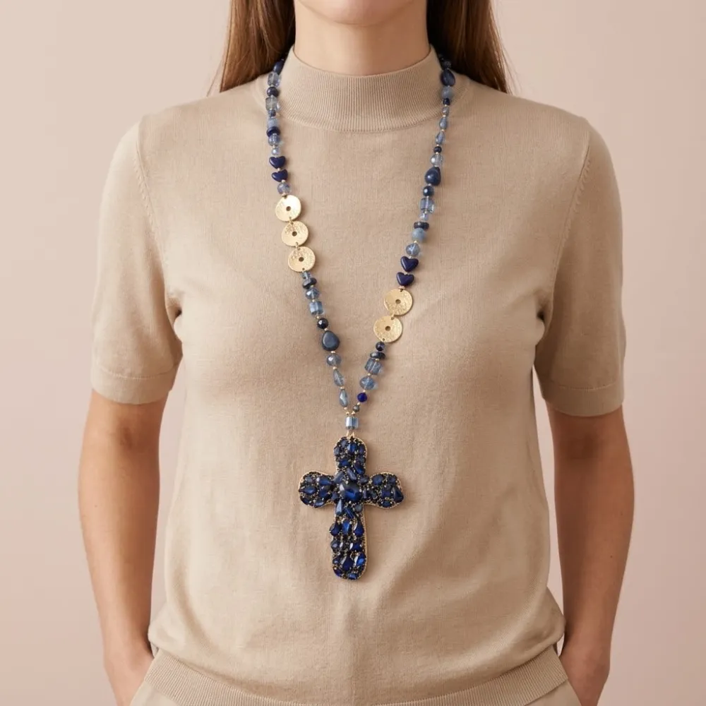 Croce-Collana Lunga in Acciaio - CML-732-714