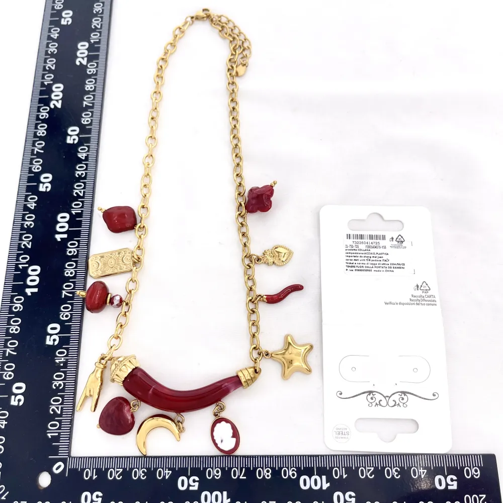 Corno Con Pendenti-Collana Corta Moda in Acciaio - CAC-732-725