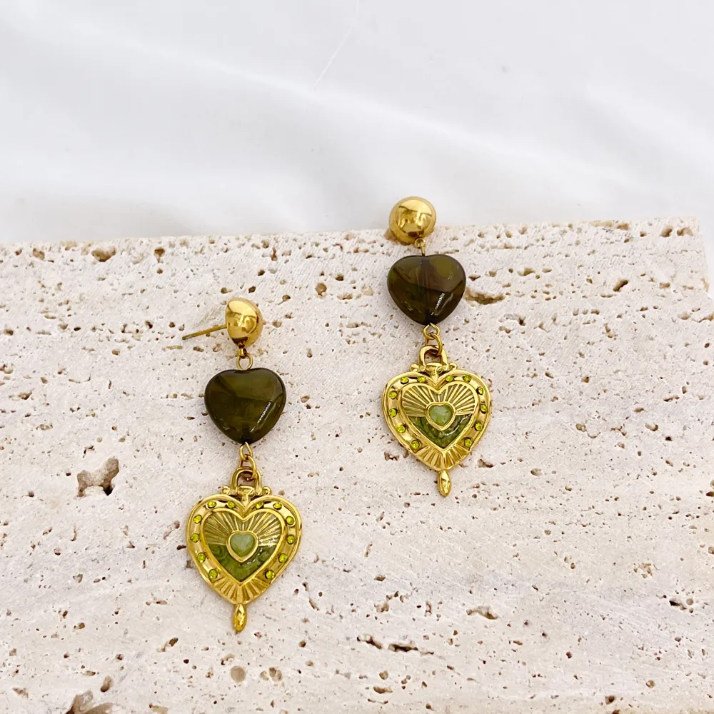 Cuore-Orecchini Moda Pendente In Acciaio - OR-732-749