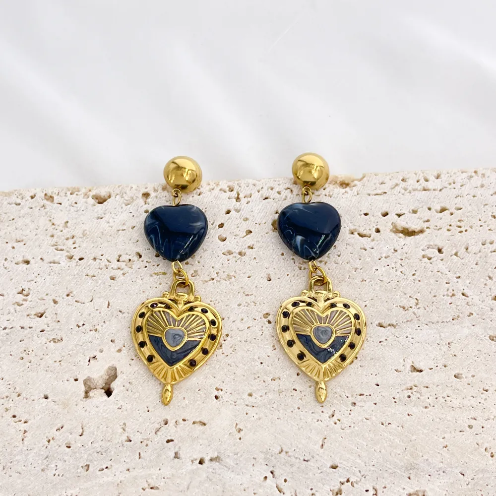 Cuore-Orecchini Moda Pendente In Acciaio - OR-732-749