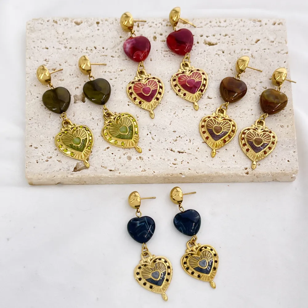 Cuore-Orecchini Moda Pendente In Acciaio - OR-732-749