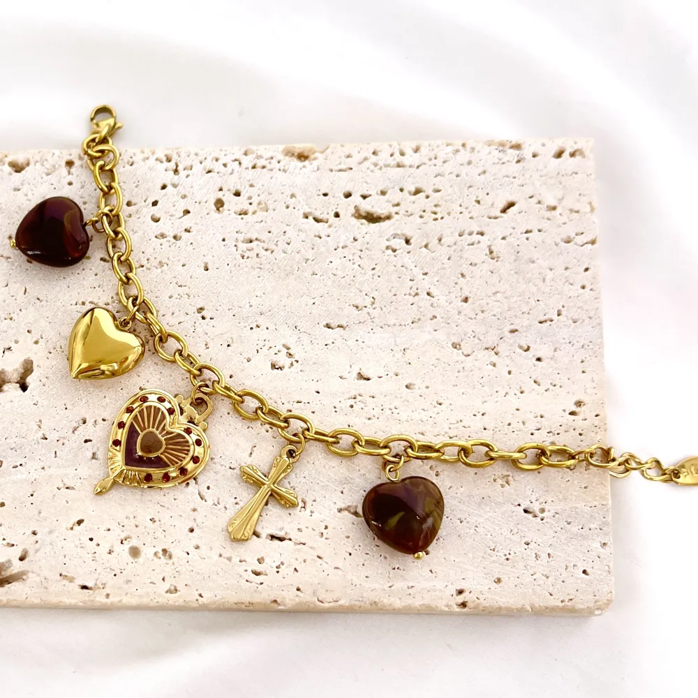 Cuore E Croce-Bracciale in Acciaio - BAC-732-750