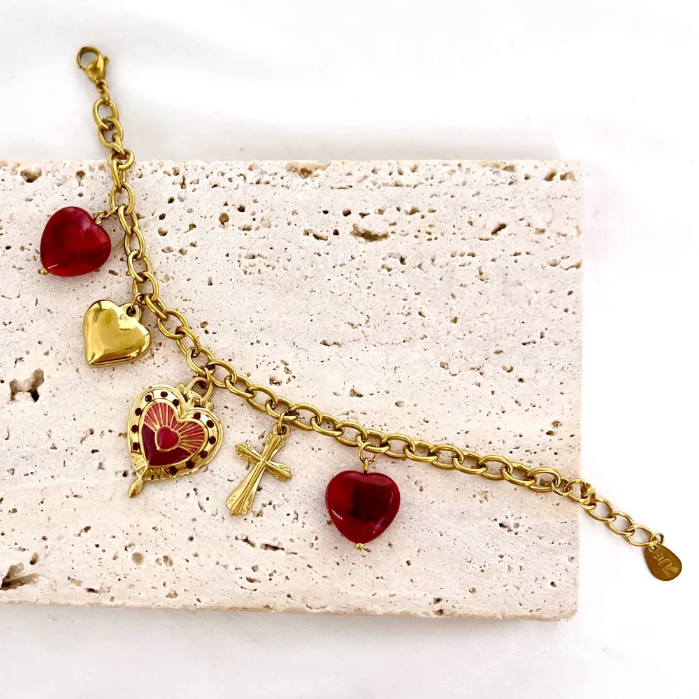 Cuore E Croce-Bracciale in Acciaio - BAC-732-750