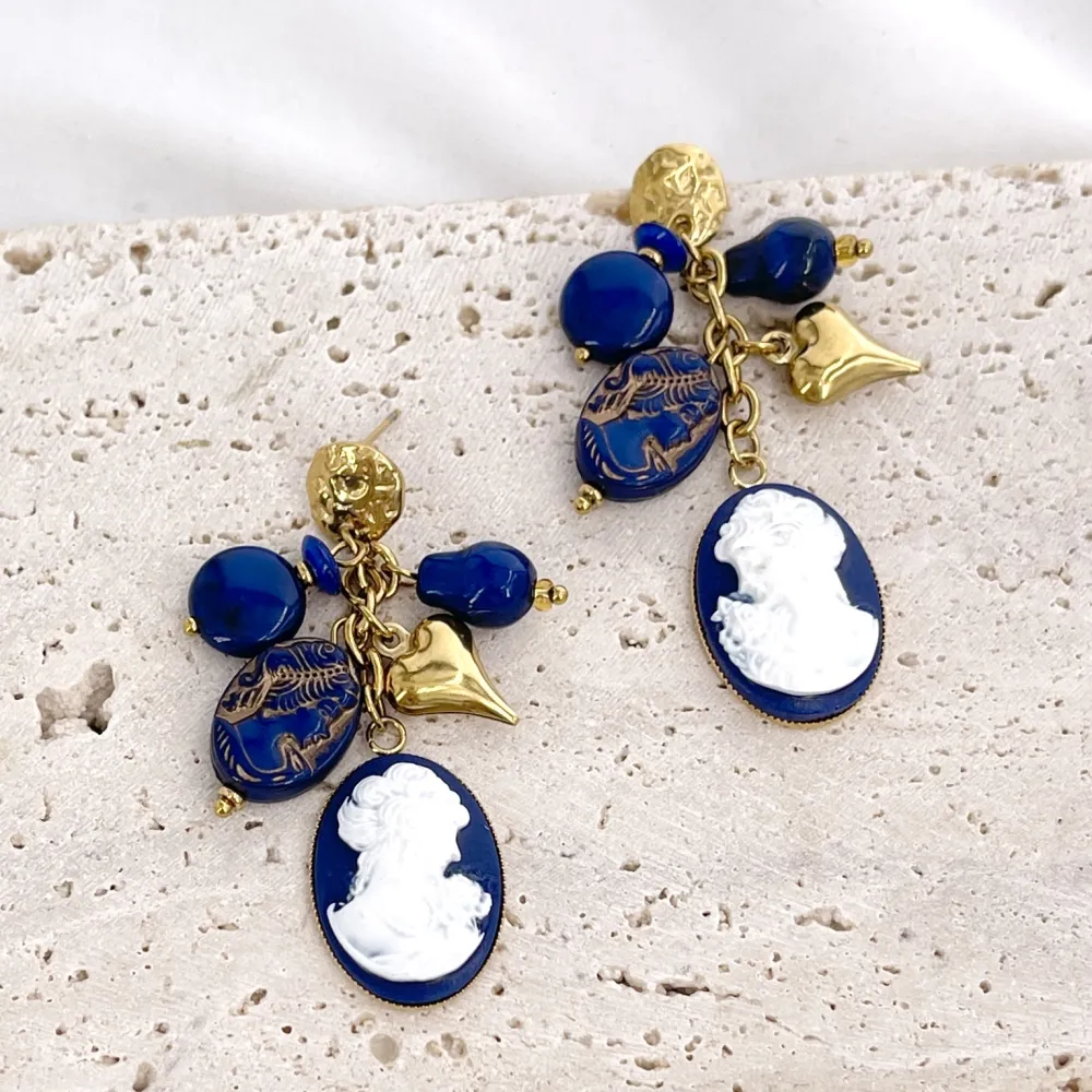 Cameo-Orecchini Moda Pendente In Acciaio - OR-732-706