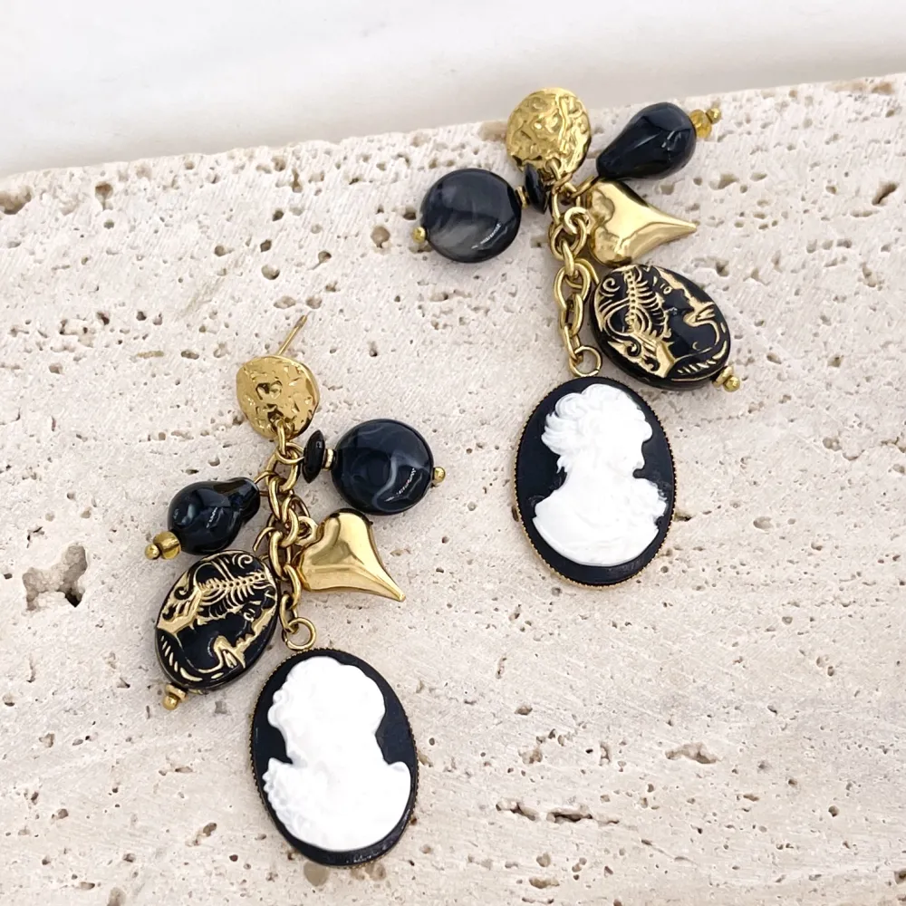 Cameo-Orecchini Moda Pendente In Acciaio - OR-732-706