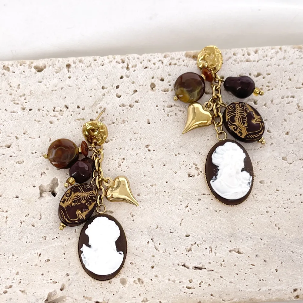 Cameo-Orecchini Moda Pendente In Acciaio - OR-732-706