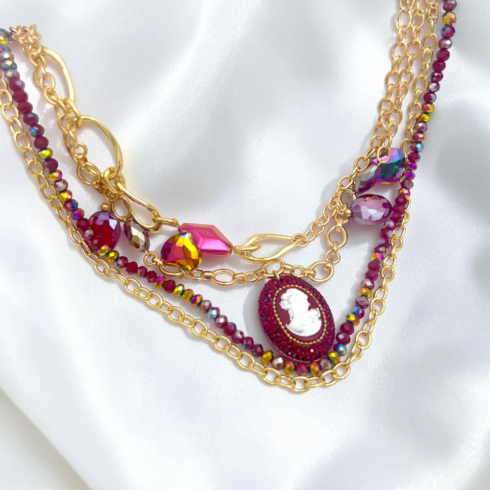 Dama, pendenti-Collana multifili Corta in Acciaio - CL-732-686