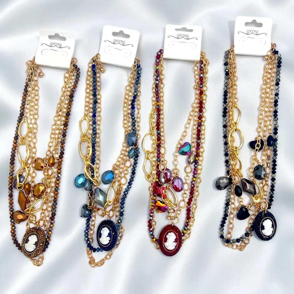 Dama, pendenti-Collana multifili Corta in Acciaio - CL-732-686