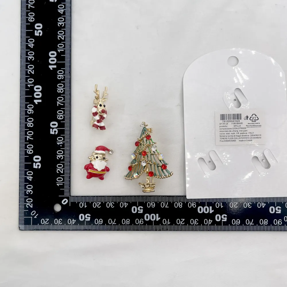 Albero di Natale Babbo Natale Rudolph-Set 3pz Spille di Natale - SPM-781-24