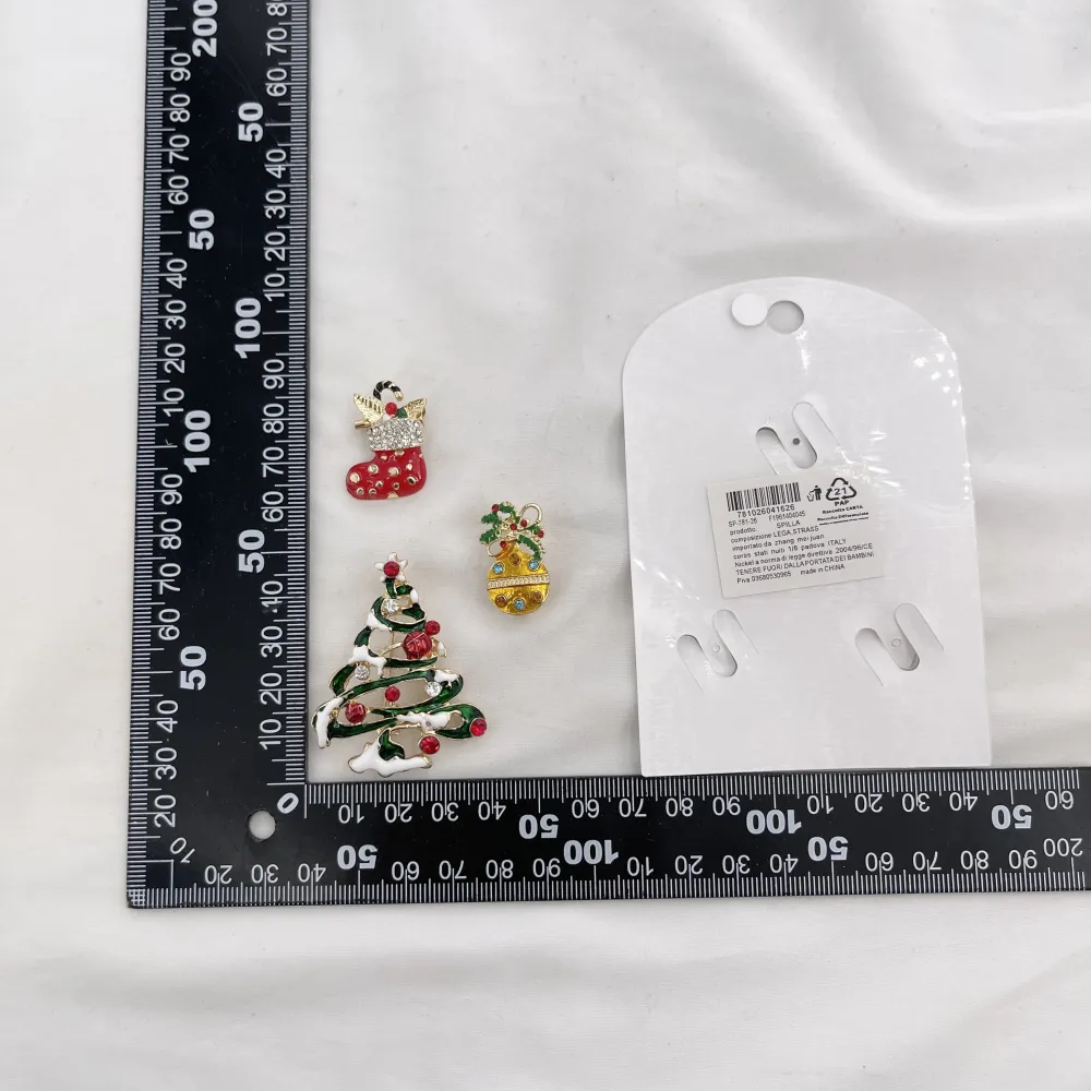Albero di Natale calzino di Natale pallino di Natale-Set 3pz Spille di Natale - SPM-781-26