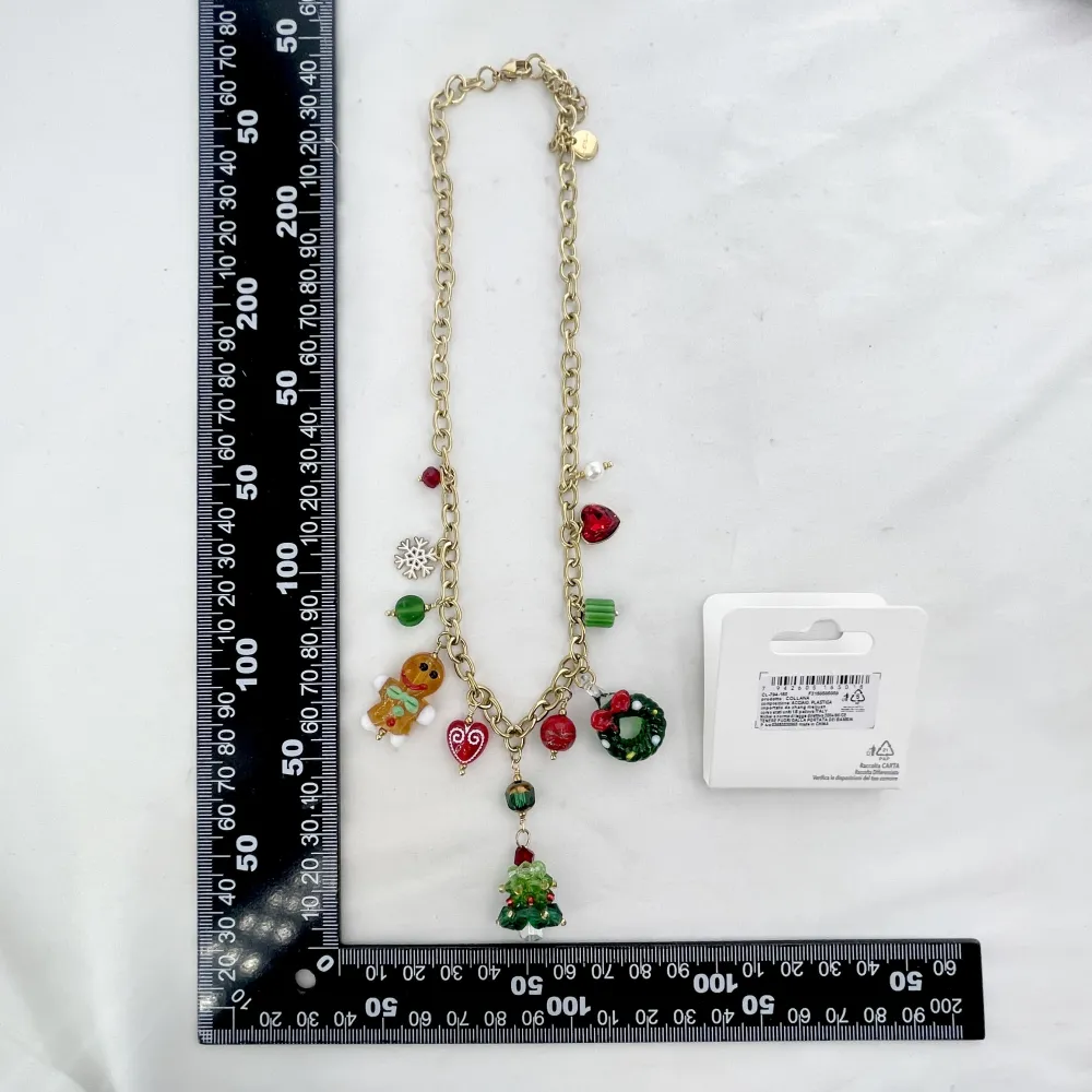 Omino di Pan di Zenzero, Albero e Ghirlanda-Collana Corta Moda in Acciaio - CAC-794-165