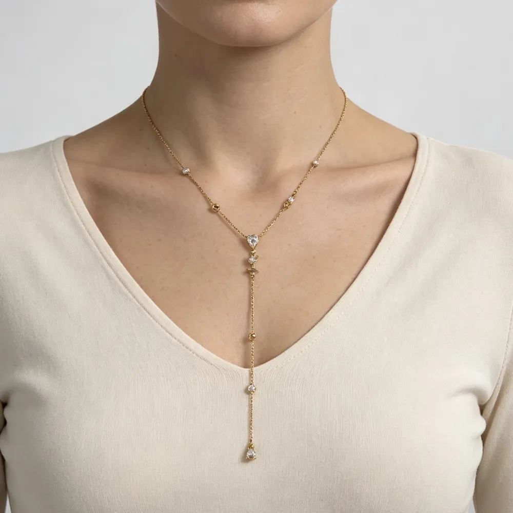 Goccia-Collana Corta a Y in Acciaio - CL-795-12977