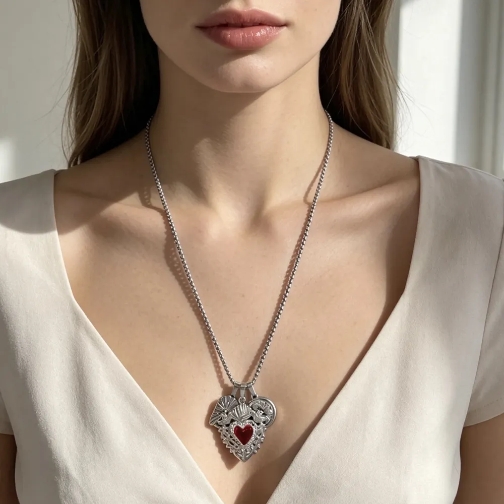 Sacro Cuore-Collana corta in Acciaio - CL-413-3845