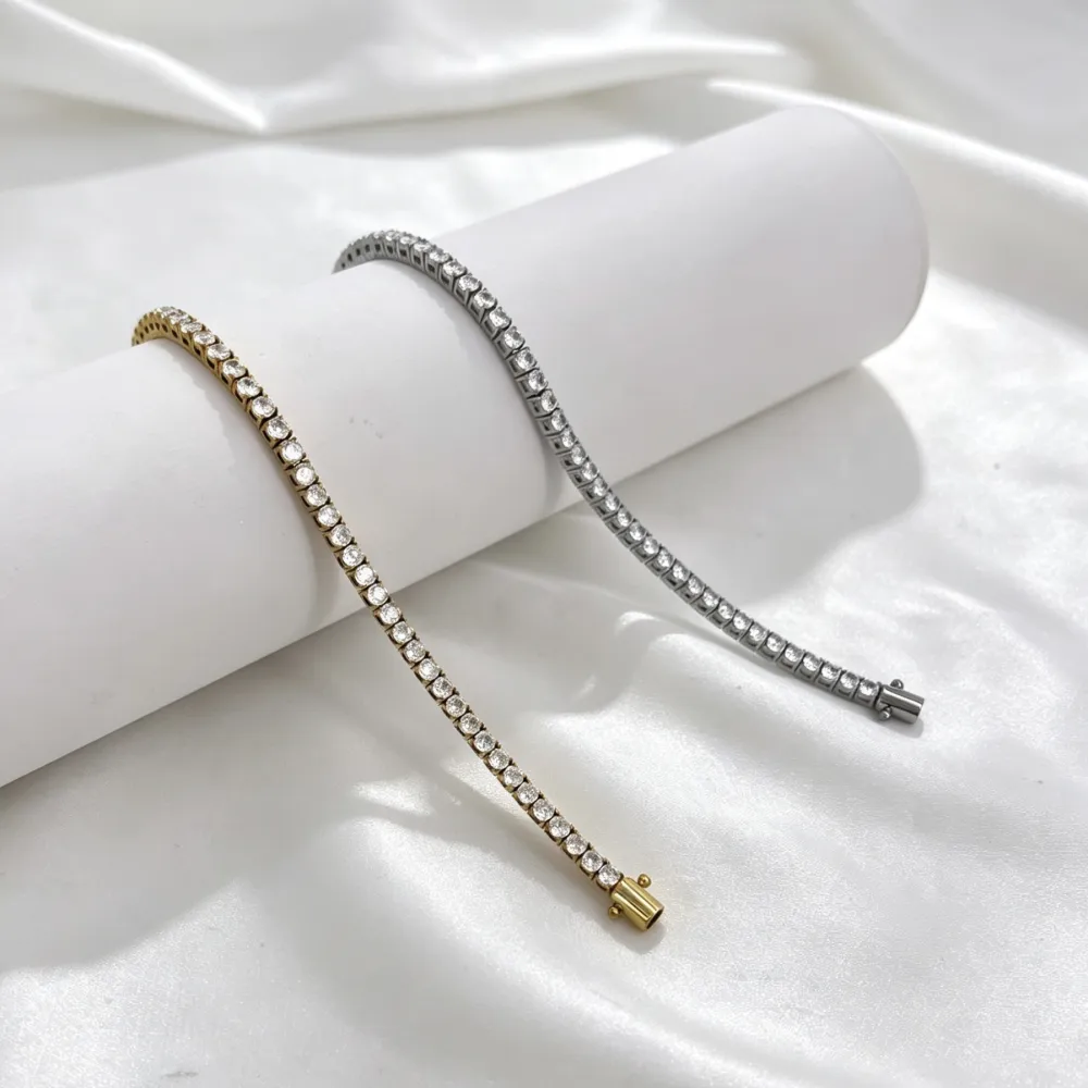 Tennis -Bracciale in Acciaio con Chiusura - BAC-103-AA6826B/3MM/18CM