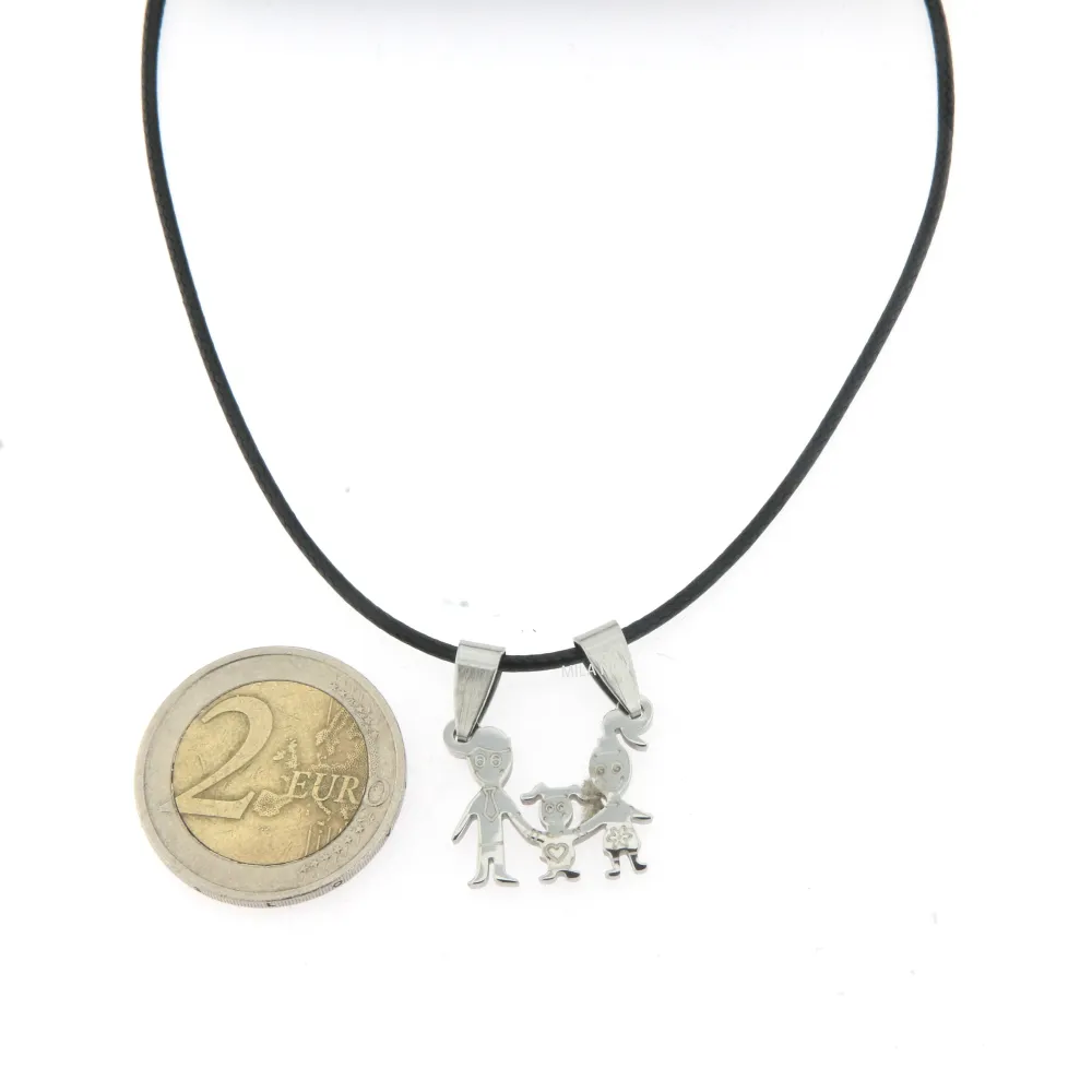 Papà mamma e figlia - Collana Corta Unisex_Acciaio_2