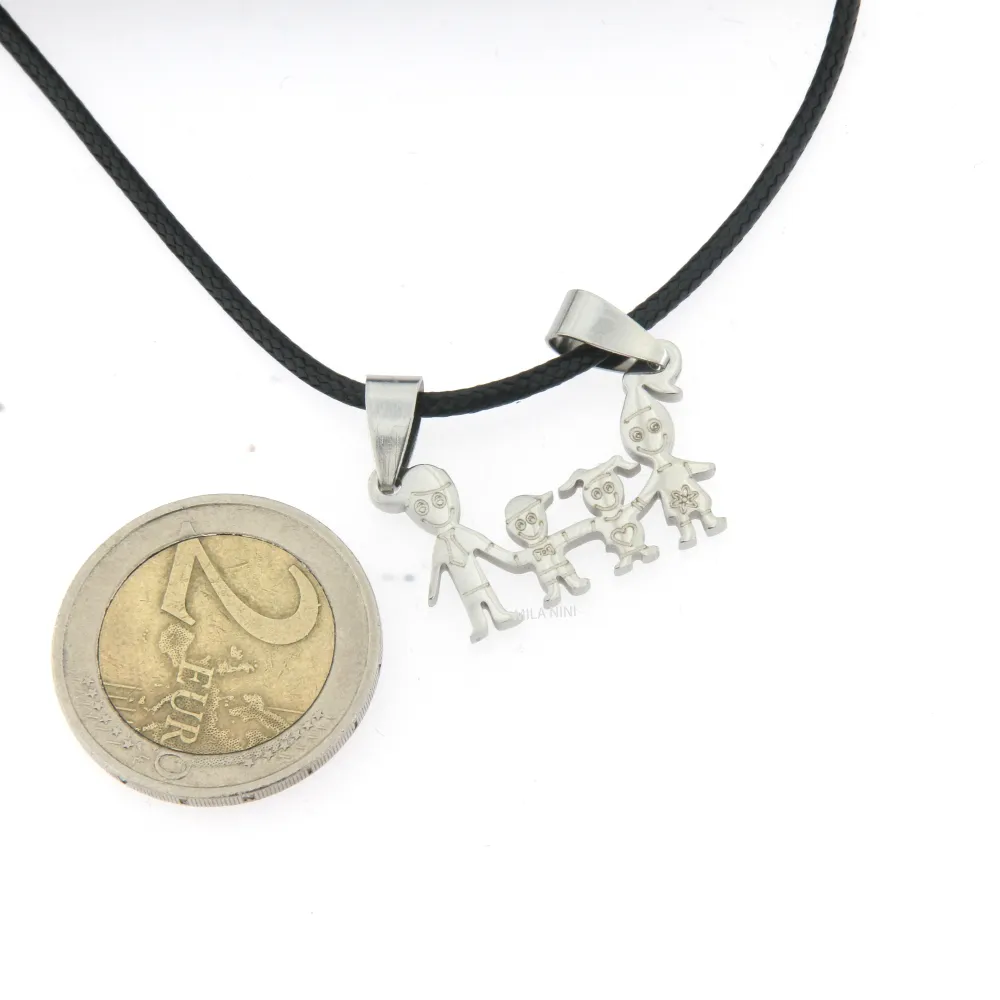 Papà mamma figlia e figlio - Collana Corta Unisex_Acciaio_2