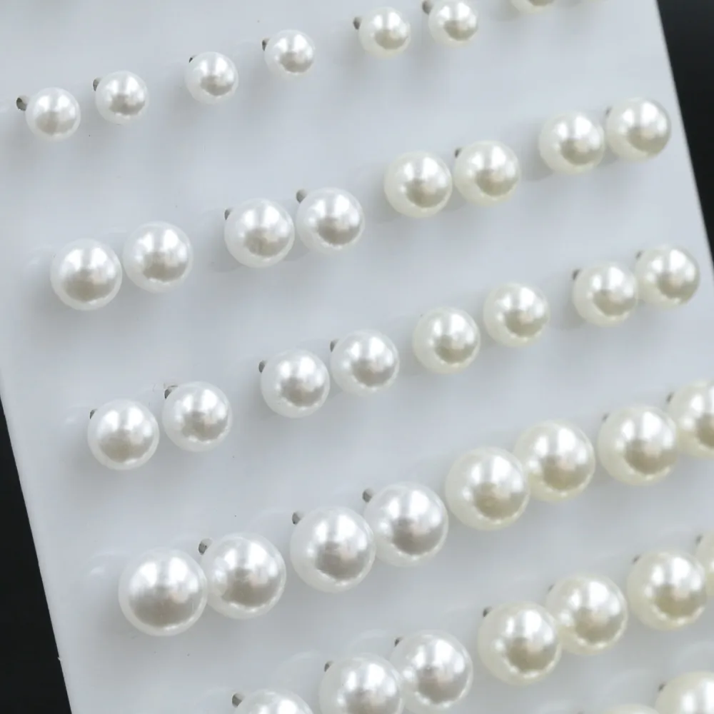 Perla di Plastica Scalare - Orecchini (Conf. 12 Paia)_MIX_2