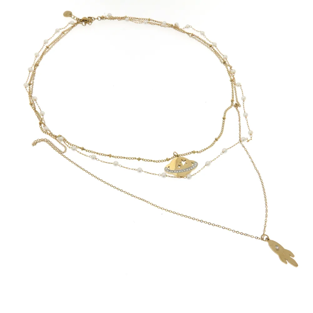 Pianeta e Perla 3099 - Collana Corta in Acciaio_2