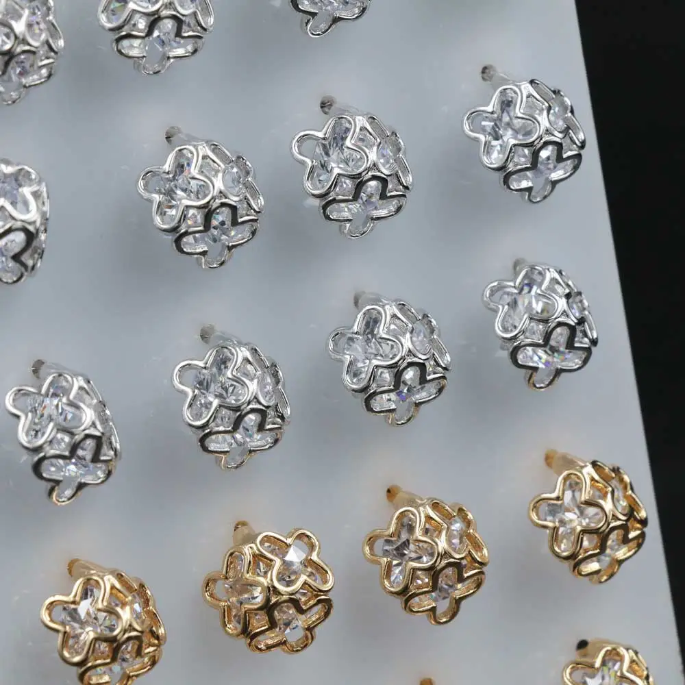 Quadrifoglio - Orecchini In Lega e Zirconi (Conf. 12 Paia)_MIX_2