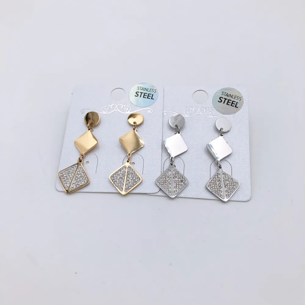 Rombo tris - Orecchini pendenti in acciaio_2